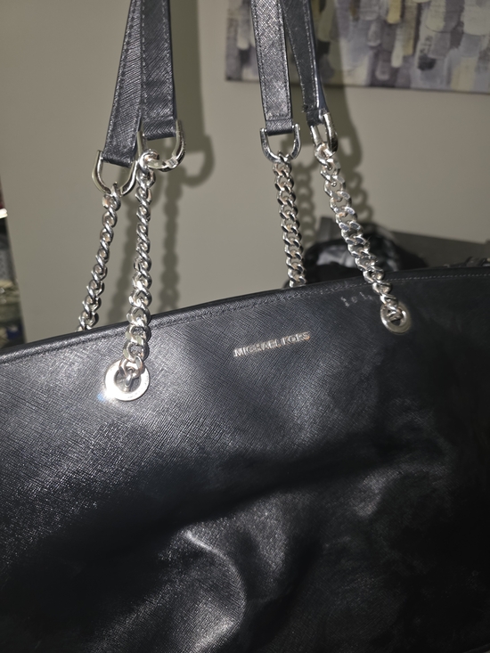 Michael Kors Handbags - Michael Kors Black Leather Chain-Handle Tote